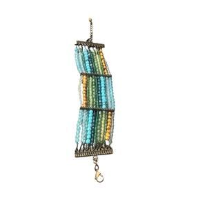 Avon multi strand blue copper jewel tone beaded bracelet boho hippie